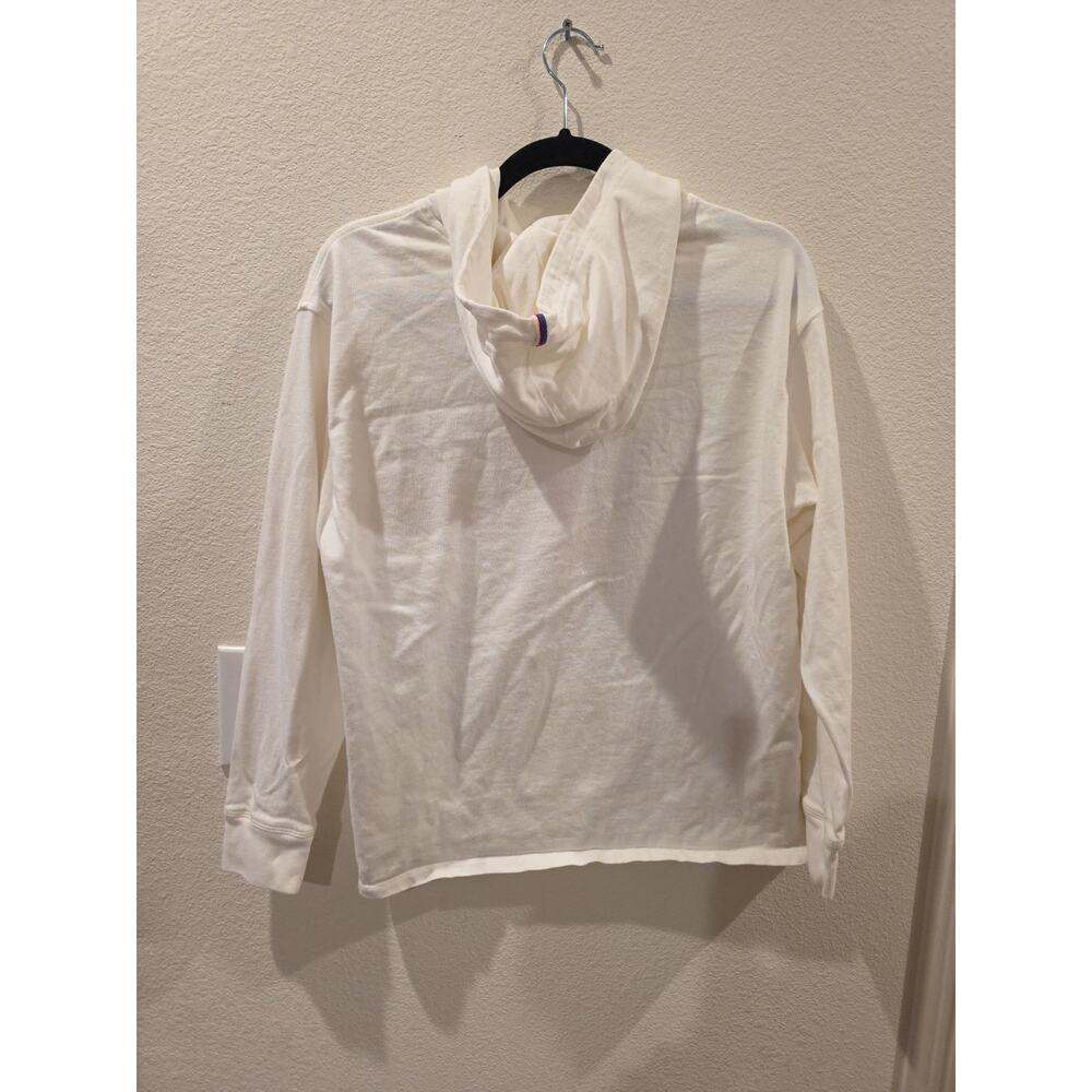Champion Spellout Hoodie Womens Sz M 100% Cotton Lightweight Logo Pullover White - Picture 8 of 8